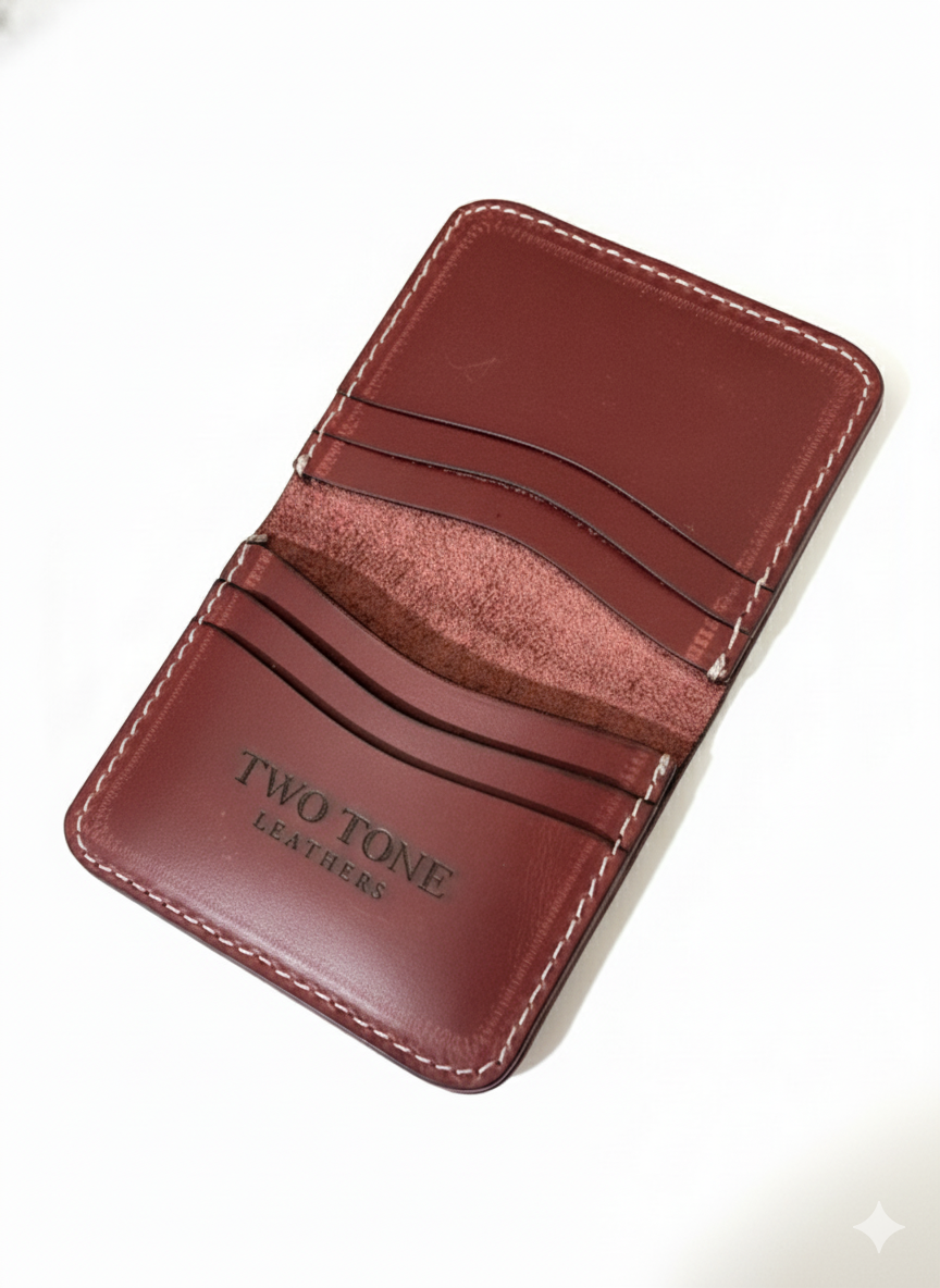 Burgandy Sleek Leather Card Holder